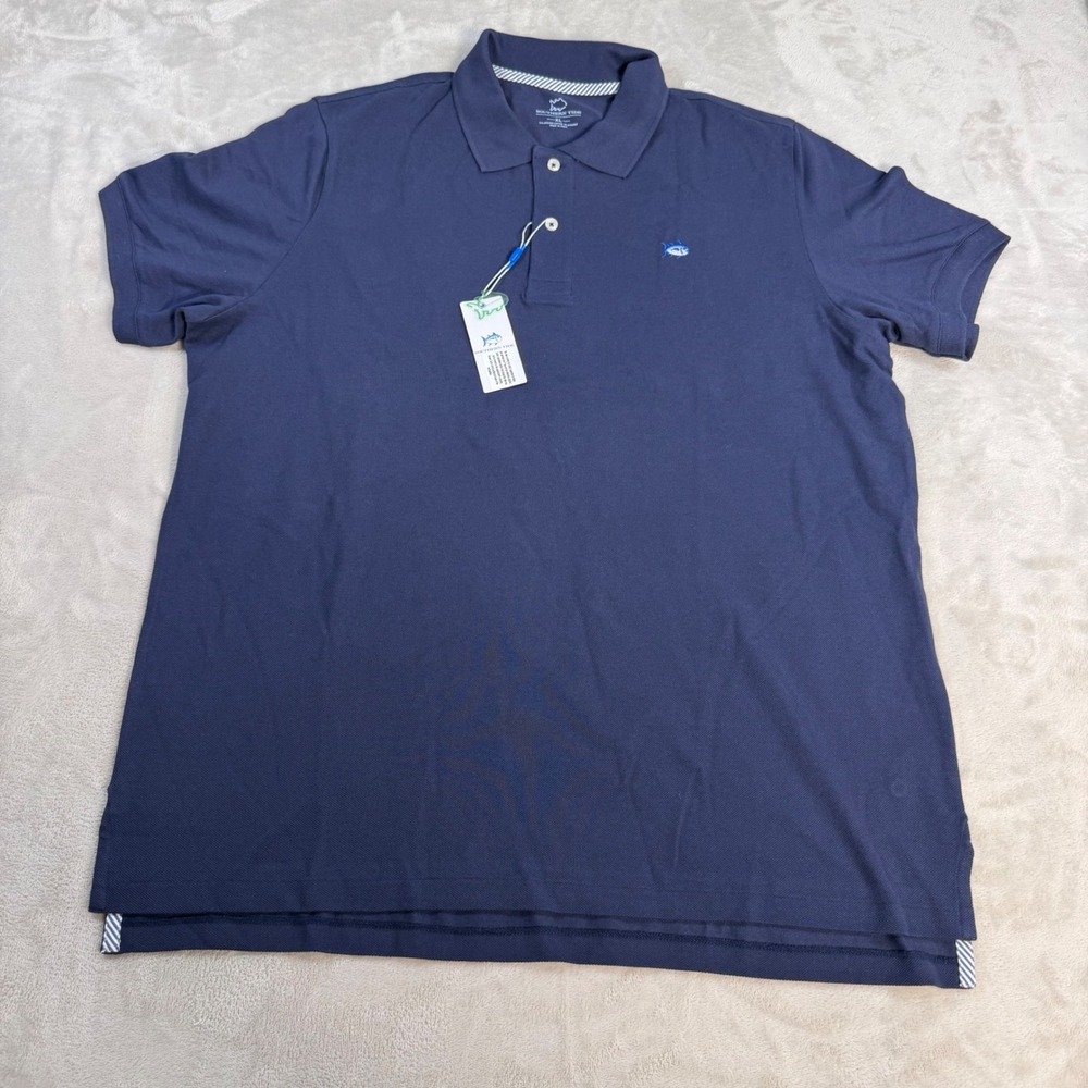 Southern Tide Polo Shirt Short Sleeve Mens XL Navy Organic Cotton Skipjack Logo